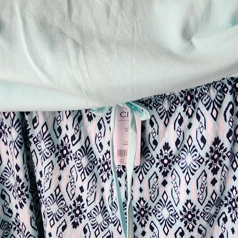 NWT Carole Hochman 2-Piece Pajama Set Aqua Blue | Cozy Lounge Sleepwear Women 2X - Picture 13 of 16